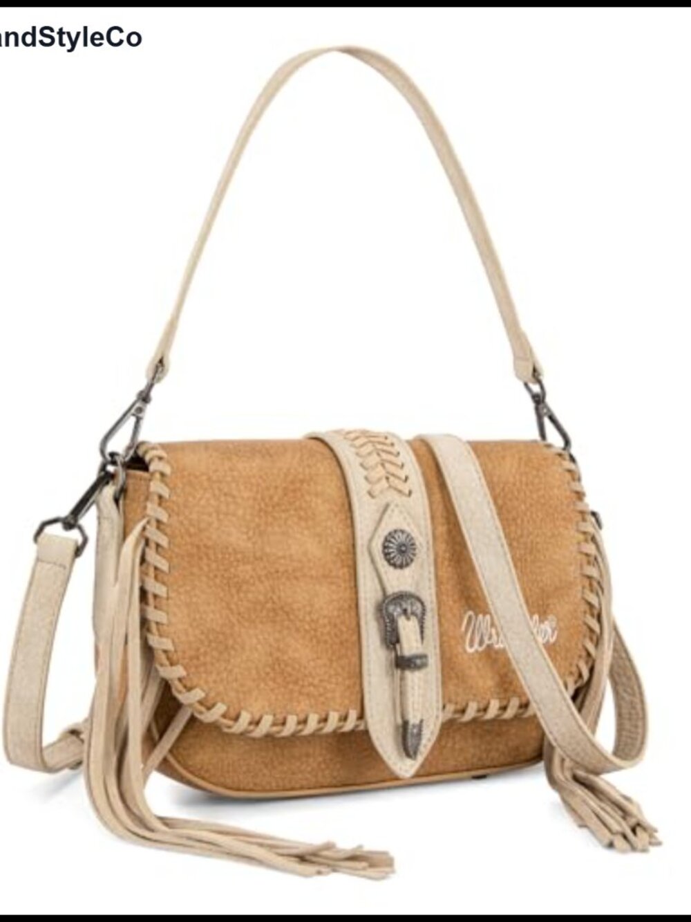 Wrangler Western Shoulder Bag for Women Flap Crossbody Purse with Whipstitch